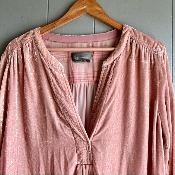 Anthropologie Melody Velvet Tunic Dress size large pink blush HOLIDAY ready - Picture 6 of 12